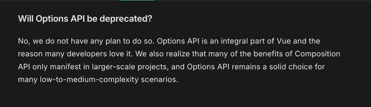 Options API Deprecated vue3