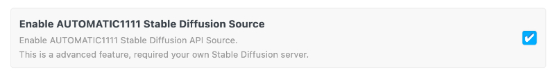 Enable AUTOMATIC1111 Option
