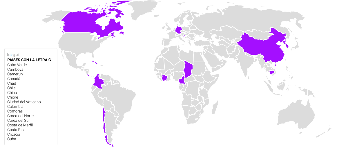 Mapa países que inician con la letra C