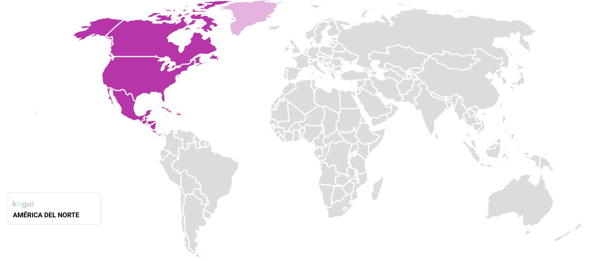 Mapa región de América del Norte
