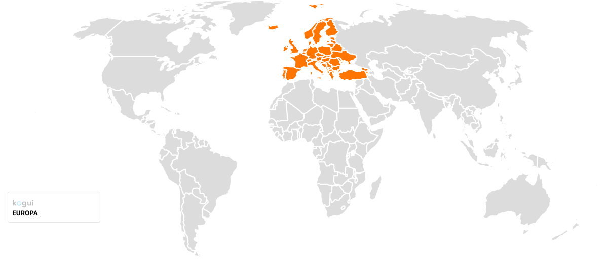Mapa región de Europa
