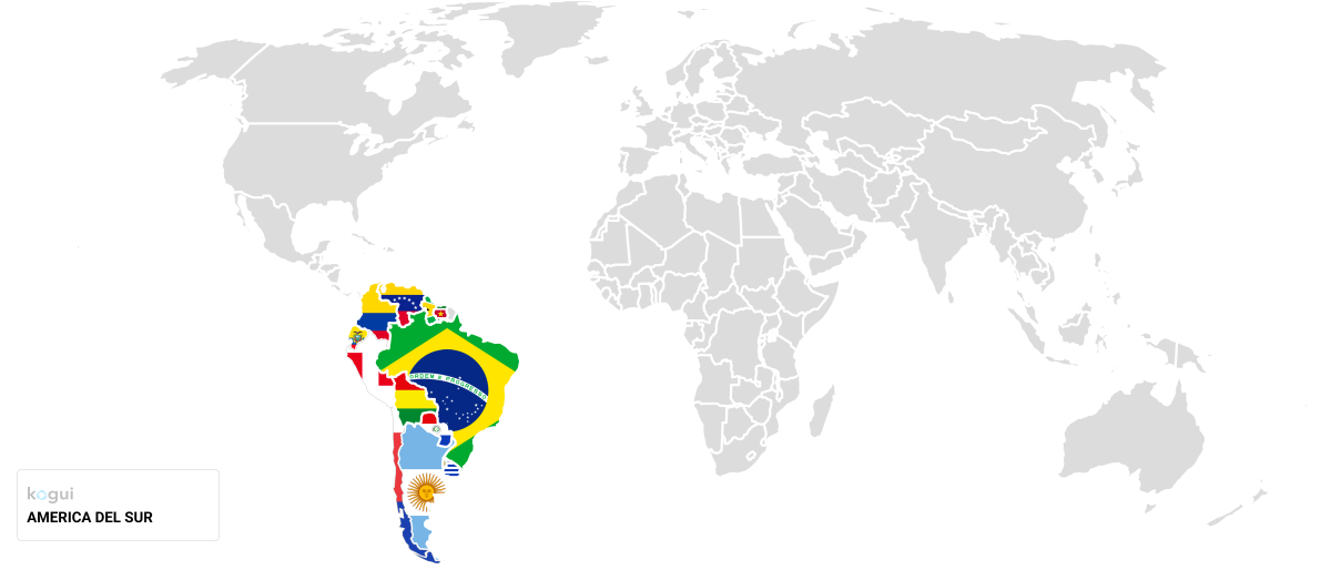 Mapa región de America del Sur